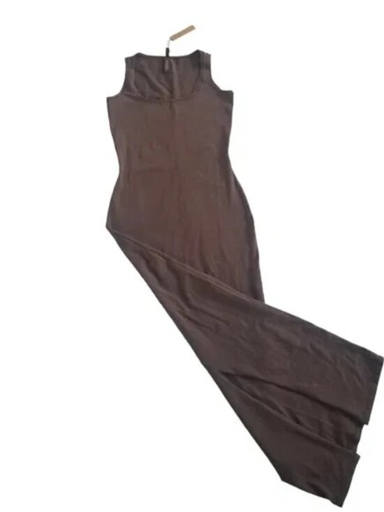 💗💗💗💗Skims New Vintage Scoop Neck Long Sleeveless Dress Cocoa Brown, Large - Picture 2 of 3